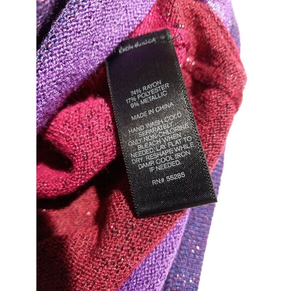 Express Women Striped Multicolor Mettalic Short Sleeve Vneck Sweater Size Xsmall - Picture 8 of 8